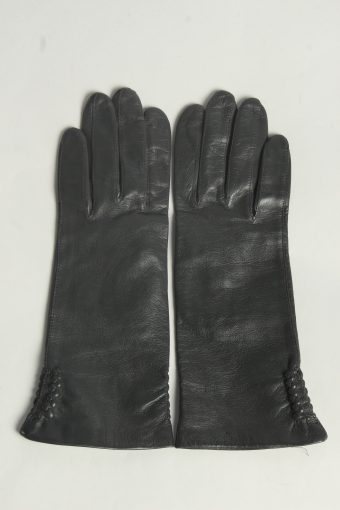 Leather Gloves Womens Vintage Size S Dark Grey