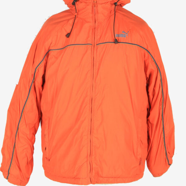 Mens Puma Puffer Hooded Jacket Vintage Size M Orange C2517