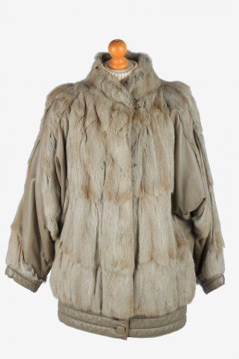 Women’s Real Fox Fur Coat Elagant Gorgeous Vintage Size XL Grey C2643