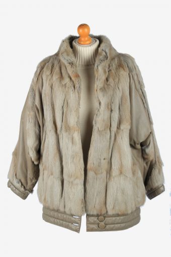 Women’s Real Fox Fur Coat Elagant Gorgeous Vintage Size XL Grey C2643