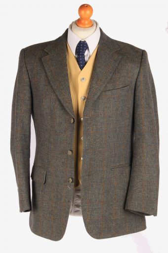 Burberry Mens Blazer Jacket Tweed Windowpane Grey M