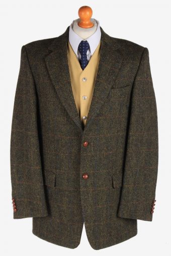 Harris Tweed Blazer Jacket Classic Windowpane Green XL
