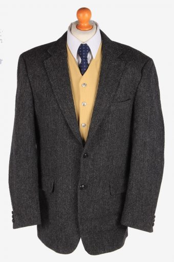 Harris Tweed Blazer Jacket Herringbone Dark Grey XL