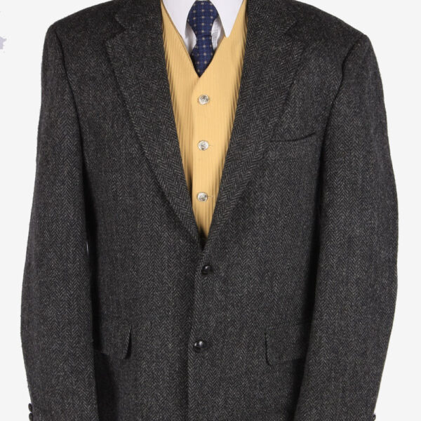Harris Tweed Blazer Jacket Herringbone Dark Grey XL
