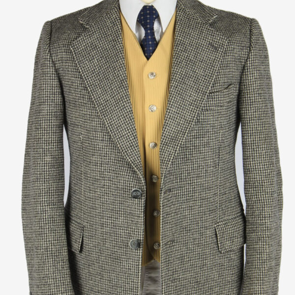 Harris Tweed Blazer Jacket Classic Windowpane Grey M