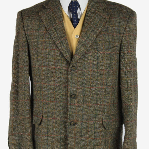 Harris Tweed Blazer Jacket Classic Windowpane Green M