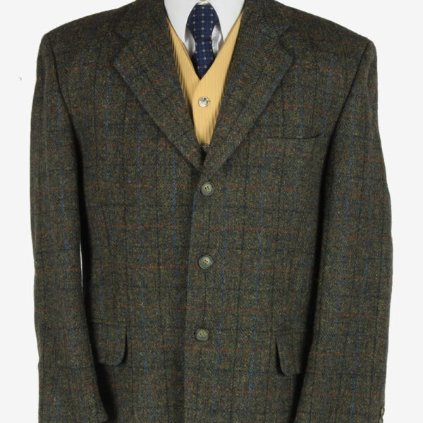 Harris Tweed Blazer Jacket Classic Windowpane Dark Green L