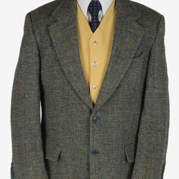 Harris Tweed Blazer Jacket Classic Windowpane Grey L