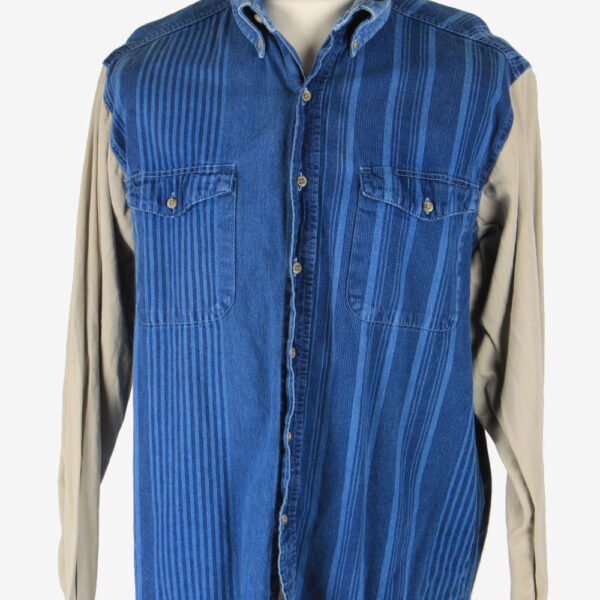 Wrangler Flannel Western Shirt Mens Pocket Long Sleeve Button Up Blue L