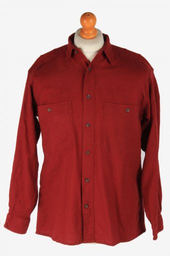 Flannel Shirt 90s Thick Cotton Long Sleeve Maroon L