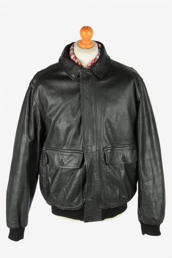 Italian Leather Jacket  Men’s Zip Up Vintage Size XL Black C2762