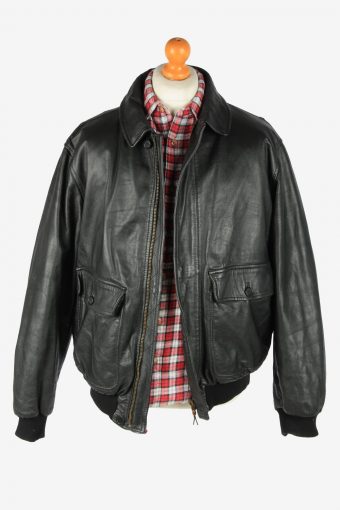 Italian Leather Jacket Men's Zip Up Vintage Size XL Black C2762-159867