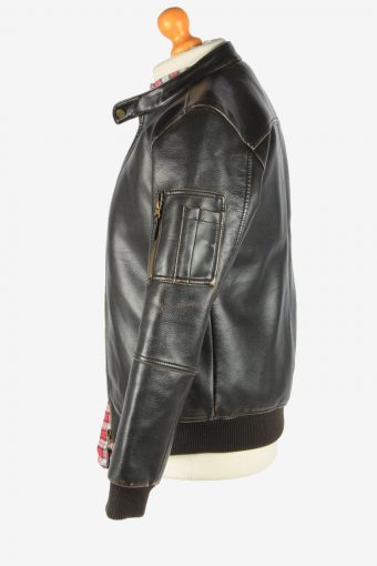 Zara Leather Jacket Men's Bomber Motorbiker Vintage Size S Dark Brown C2786-160011