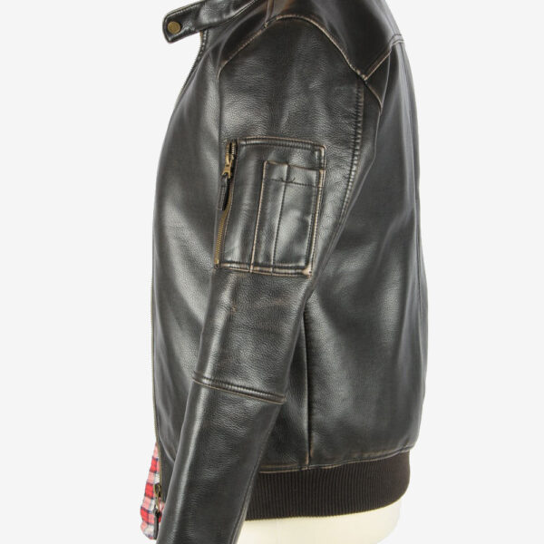 Zara Leather Jacket Men’s Bomber Motorbiker Vintage Size S Dark Brown C2786