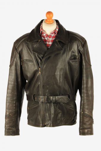 Men’s Genuine Leather Motorbike Motorcycle Jacket Vintage Size XXL Dark Brown C2717