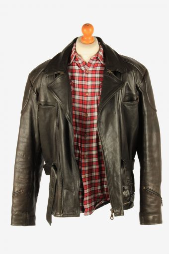 Men’s Genuine Leather Motorbike Motorcycle Jacket Vintage Size XXL Dark Brown C2717