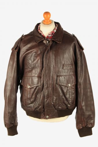 Men’s U.S Force Leather Motorbike Motorcycle Jacket Vintage Size L Maroon C2718