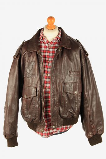 Men’s U.S Force Leather Motorbike Motorcycle Jacket Vintage Size L Maroon C2718