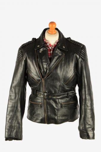 Men’s Genuine Leather Motorbike Motorcycle Jacket Vintage Size XL Black C2724