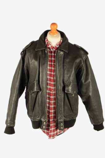 Men’s Genuine Leather Motorbike Motorcycle Jacket Vintage Size L Black C2736