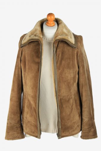 Mens Sheepskin Coat Fur Collar Vintage Size L Light Brown C2919