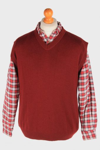 Sleeveless Jumper Sweater Vest Pullover 90s Burgundy L