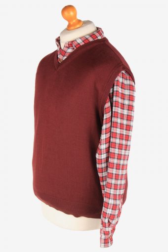 Sleeveless Jumper Sweater Vest Pullover 90s Maroon M
