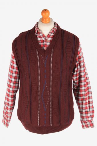 Sleeveless Jumper Sweater Vest Pullover 90s Maroon L
