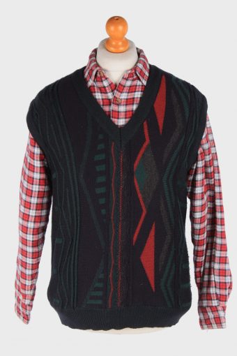 Sleeveless Jumper Sweater Vest Pullover 70s Multi M