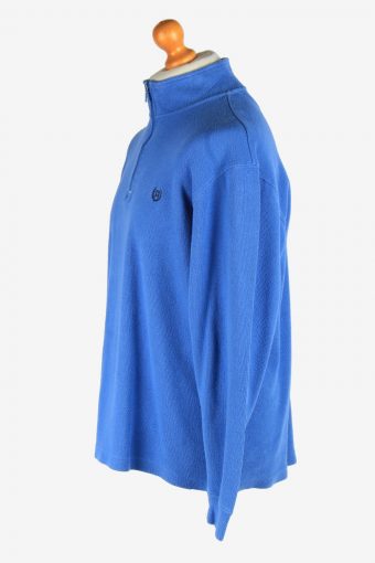 Chaps Zip Neck Jumper Pullover Blue L
