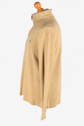 Polo Ralph Lauren Zip Neck Jumper Pullover Vintage Size M Coffee -IL2541-161619