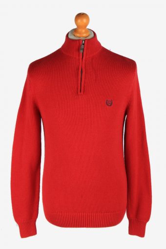 Chaps Zip Neck Jumper Pullover 90s Red S