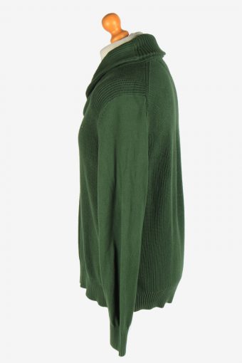 Tommy Hilfiger Button Neck Jumper Pullover 90s Green L