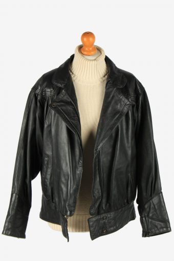 Women’s Leather Jacket Snap Lined Vintage Size XL Black C2897