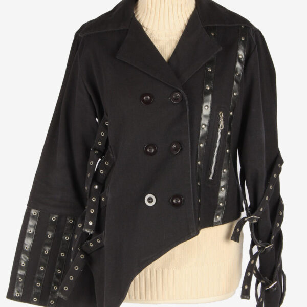 Women’s Gothic Style Jacket Designer Button Up Vintage Size L Black C3033