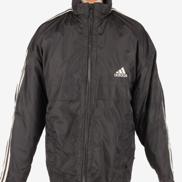 Adidas Puffer Outdoor Coat Mens Zip Up Vintage Size L Black C3083