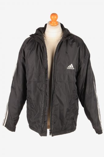 Adidas Puffer Outdoor Coat Mens Zip Up Vintage Size L Black C3083