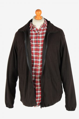 Fleece Jacket Top Full Zip Thermal Vintage Size L Black -SW2728-160636