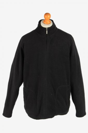 Fleece Jacket Top Full Zip Thermal Black XL