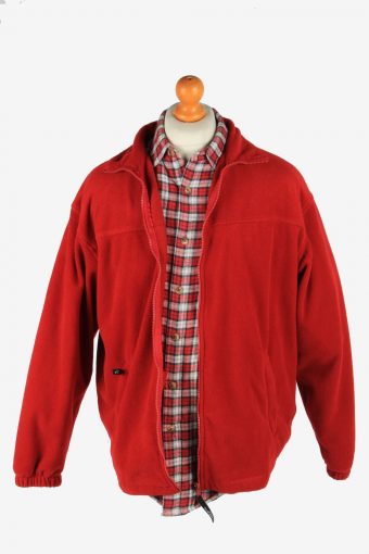 Fleece Jacket Top Full Zip Thermal Red L