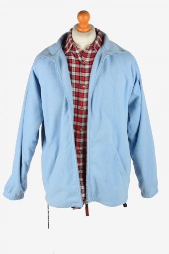 Fleece Jacket Top Full Zip Thermal Light Blue XXL