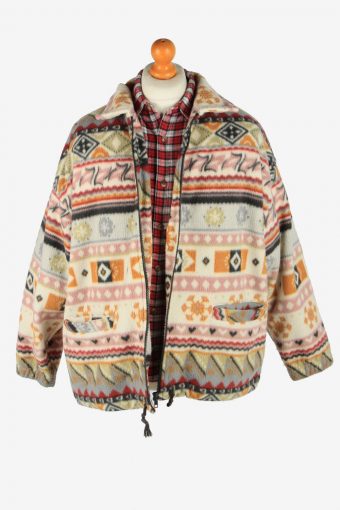 Fleece Jacket Top Full Zip Thermal Vintage Size L Multi -SW2742-160720