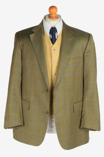 Burberry Mens Blazer Jacket Windowpane Country Vintage Size L Grey -HT3108-166642
