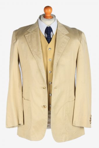 Mens Suit Blazer Jacket Lined 90s Retro Beige M