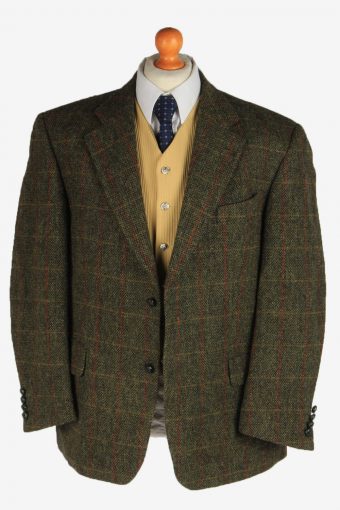 Harris Tweed Mens Blazer Jacket Elbow Patch Country Vintage Size XL Dark Green HT3153-166912