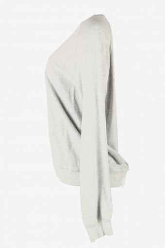 90s Sweatshirt Plain Vintage Pullover Sports Retro Grey Size XL
