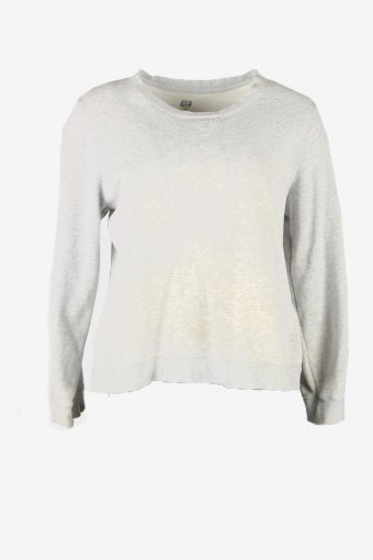 90s Sweatshirt Plain Vintage Pullover Sports Retro Grey Size L