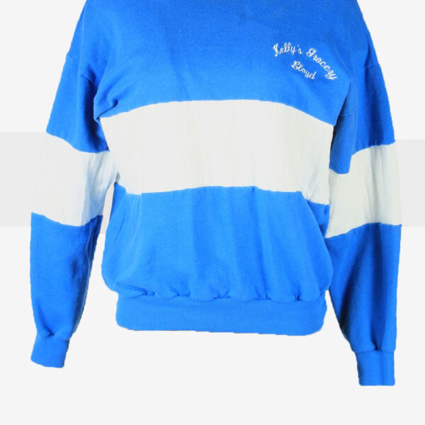 Vintage 90s Sweatshirt Plain Pullover Sports Retro Blue Size L
