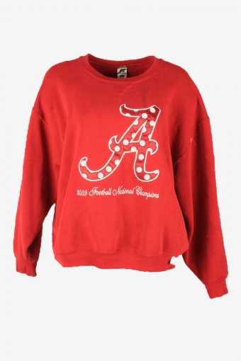 Vintage 90s Sweatshirt Printed Pullover Sports Retro Red Size L