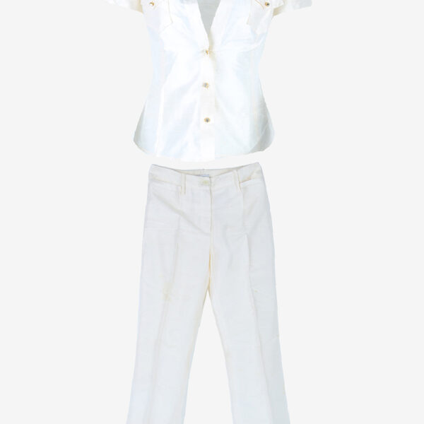 Dolce&Gabbana Silk Trouser/Shirt Two Piece Suit Set Ecru Size 38